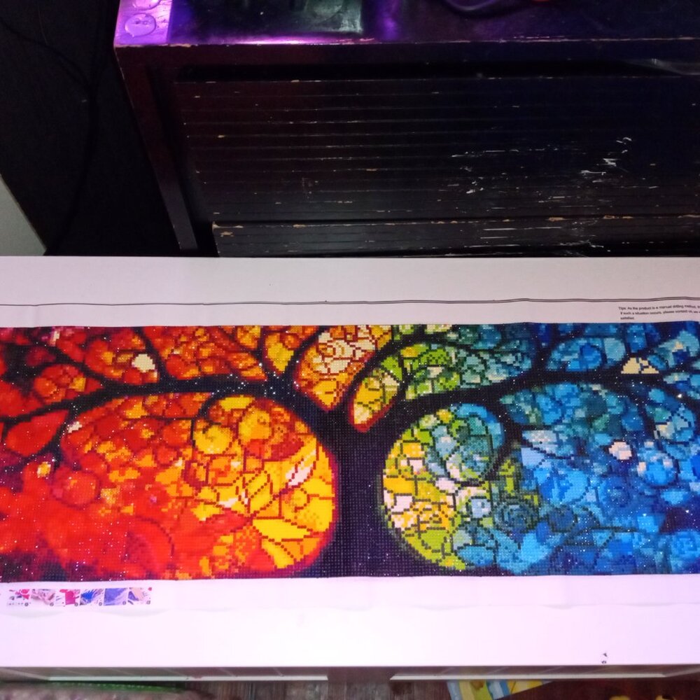 Finished Rainbow Tree diamond painting